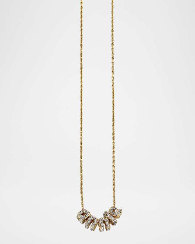 Small Gold Pave Custom Bubble Letter Necklace